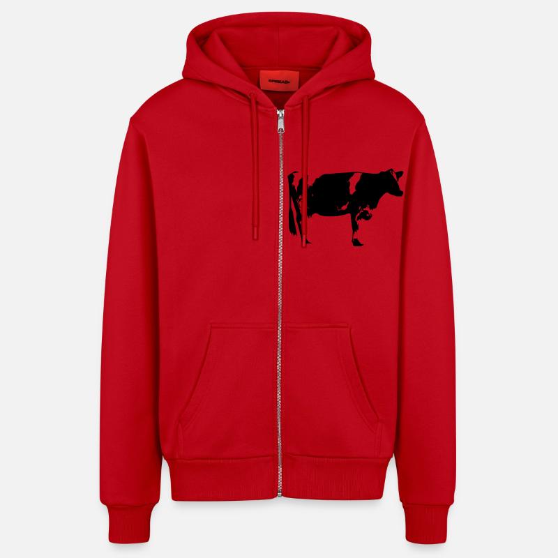 cow - Organic Relaxed Hooded Jacket Made in EU - red