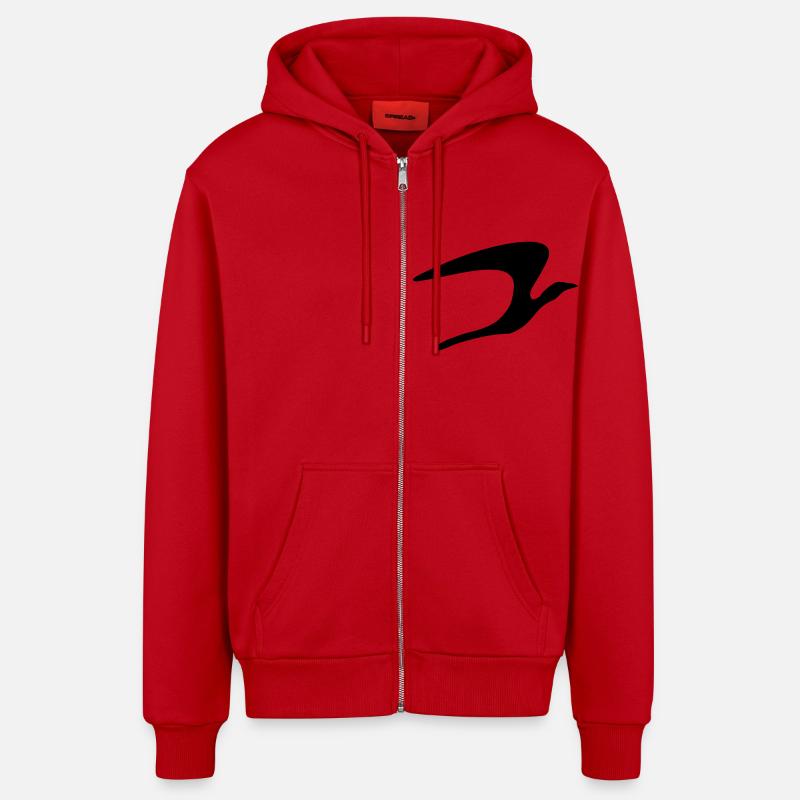 bird_vec_1fr - Veste à capuche bio décontractée fabriquée en UE - rouge