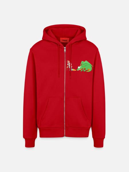 Ritter und Drache - Organic Relaxed Kapuzenjacke Made in EU - Rot