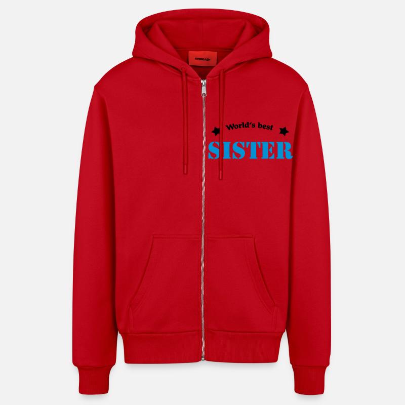 World's best Sister - Veste à capuche bio décontractée fabriquée en UE - rouge