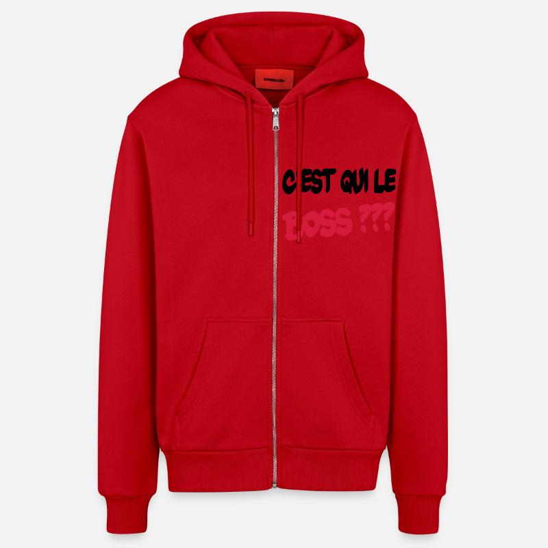 C'est qui le boss ? - Veste à capuche bio décontractée fabriquée en UE - rouge