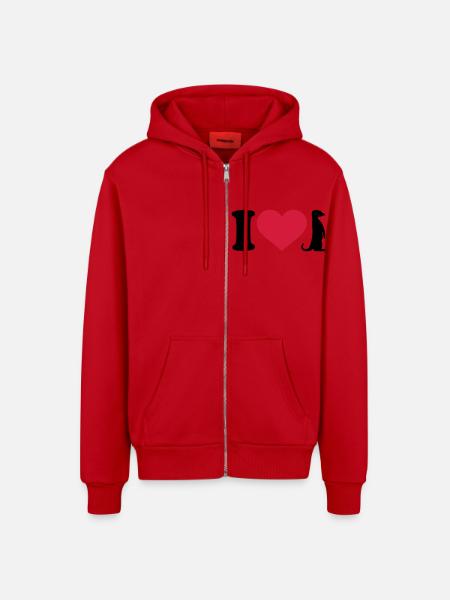I love Meerkat - Organic Relaxed Hooded Jacket Made in EU - red