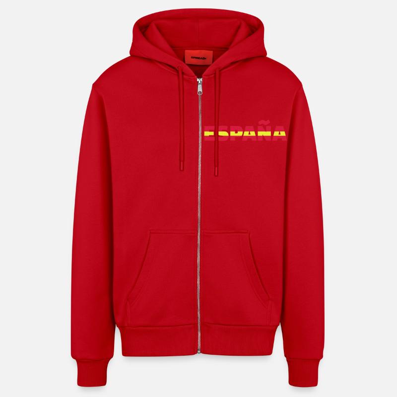 Espana - Veste à capuche bio décontractée fabriquée en UE - rouge