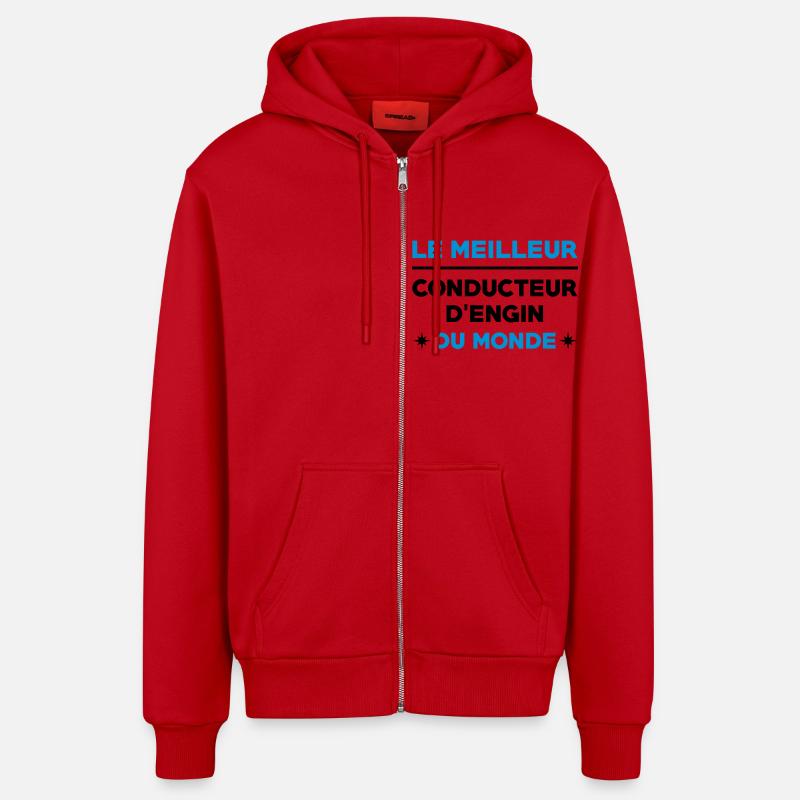 Conducteur d'engin / BTP / Travaux / Construction - Veste à capuche bio décontractée fabriquée en UE - rouge
