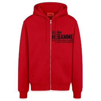 ich bin hebamme - Organic Relaxed Kapuzenjacke Made in EU - Rot - Vorne