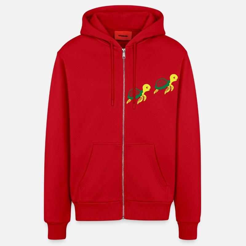 schildkroeten_002 - Veste à capuche bio décontractée fabriquée en UE - rouge