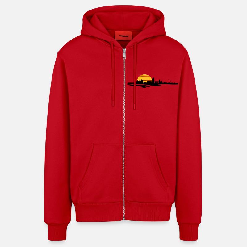 Skyline - Küste Heiligenhafen - Organic Relaxed Kapuzenjacke Made in EU - Rot