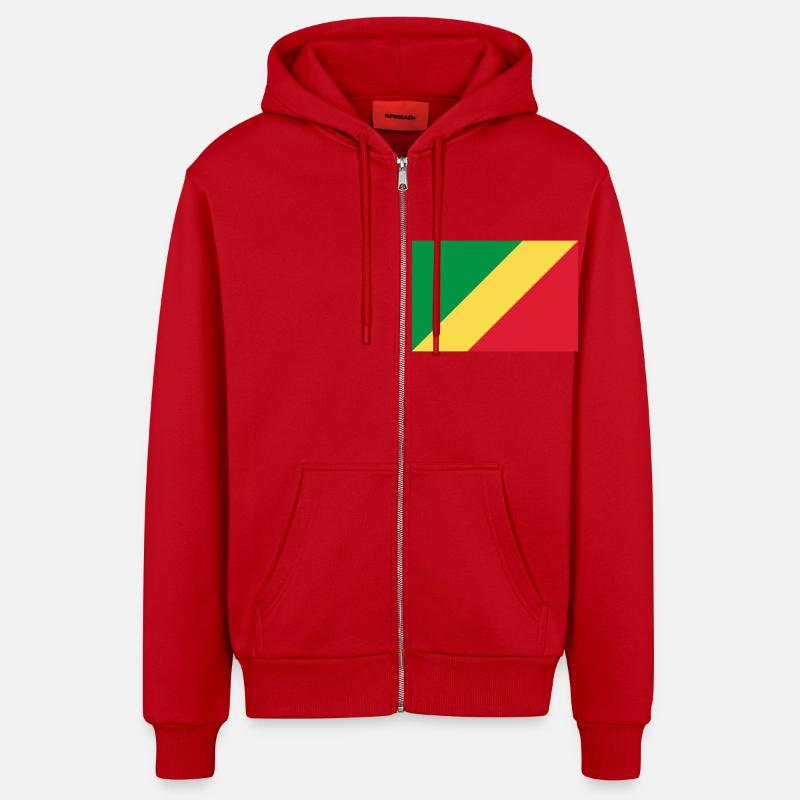 Drapeau Congo / Congo flag - Veste à capuche bio décontractée fabriquée en UE - rouge