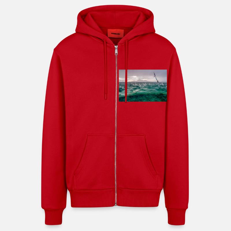 Waterdrop - Veste à capuche bio décontractée fabriquée en UE - rouge