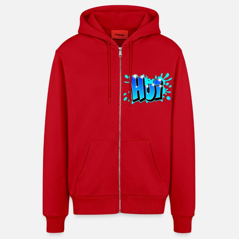 Graffiti "Hui" imprimable sur tout support ! - Veste à capuche bio décontractée fabriquée en UE - rouge