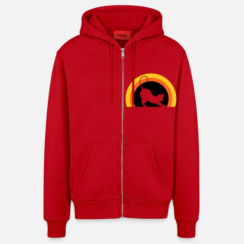 Chat > graphique vectoriel ! Chat - Veste à capuche bio décontractée fabriquée en UE - rouge