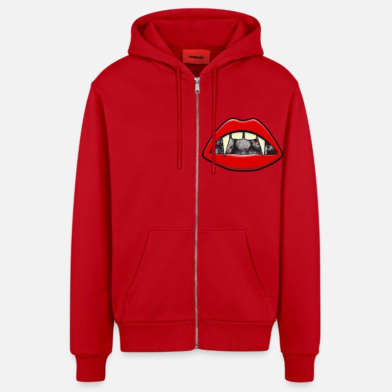 Halloween Vampire Bouche Sangsue Vampire - Veste à capuche bio décontractée fabriquée en UE - rouge