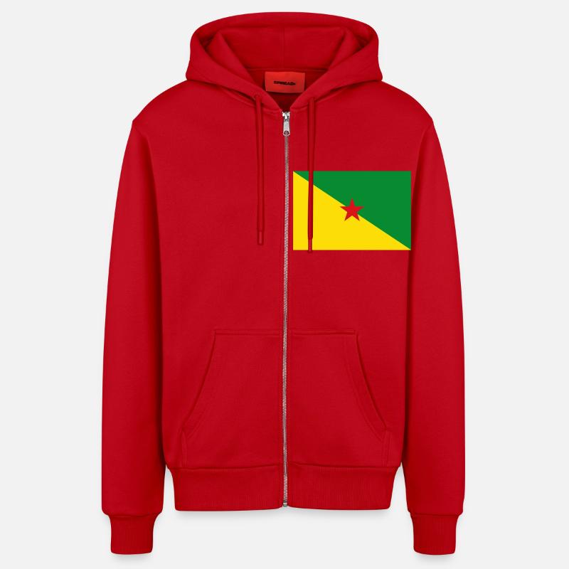 Guyane française - Veste à capuche bio décontractée fabriquée en UE - rouge