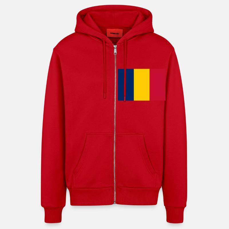 Tchad - Veste à capuche bio décontractée fabriquée en UE - rouge