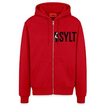 Sylt Urlaub - Organic Relaxed Kapuzenjacke Made in EU - Rot - Vorne
