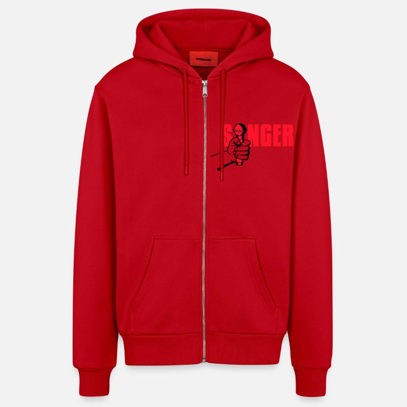 singer - Organic Relaxed Kapuzenjacke Made in EU - Rot