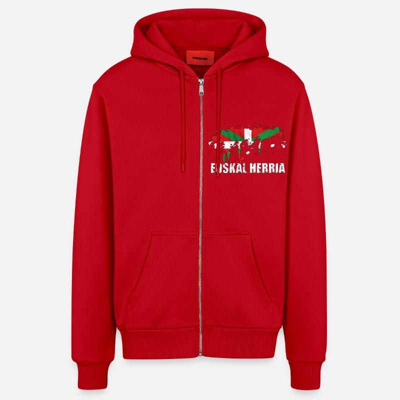 drapeau basque - Veste à capuche bio décontractée fabriquée en UE - rouge