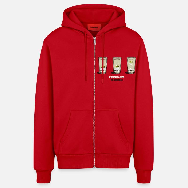 Petit Grégory le coktail. - Veste à capuche bio décontractée fabriquée en UE - rouge