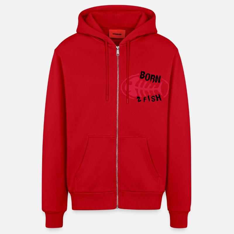 fish_born_logo_f2 - Veste à capuche bio décontractée fabriquée en UE - rouge