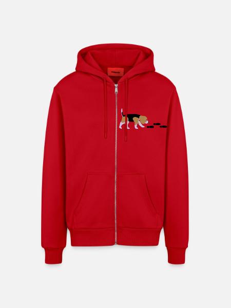 Beagle Mantrailer - Organic Relaxed Hooded Jacket Made in EU - red