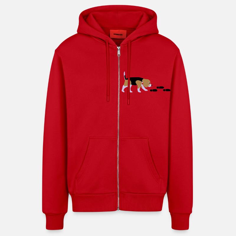 Beagle Mantrailer - Organic Relaxed Kapuzenjacke Made in EU - Rot