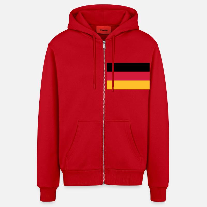 Drapeau de l'Allemagne - Veste à capuche bio décontractée fabriquée en UE - rouge