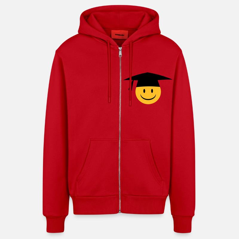 bonnet doctoral - Veste à capuche bio décontractée fabriquée en UE - rouge
