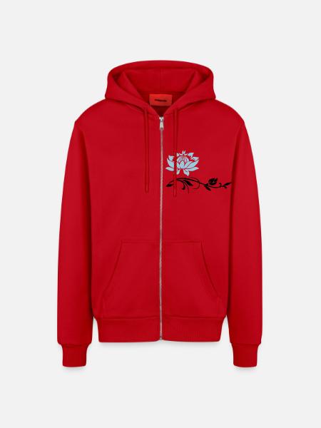 blume - Organic Relaxed Kapuzenjacke Made in EU - Rot