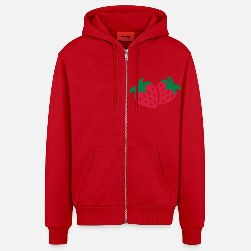 Fraise - Veste à capuche bio décontractée fabriquée en UE - rouge
