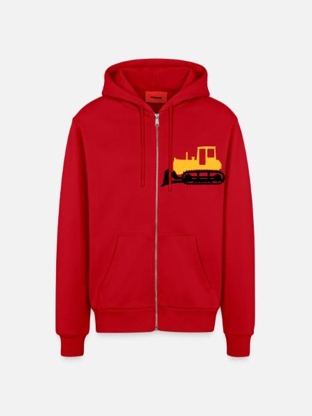 Bulldozer - Veste à capuche bio décontractée fabriquée en UE - rouge