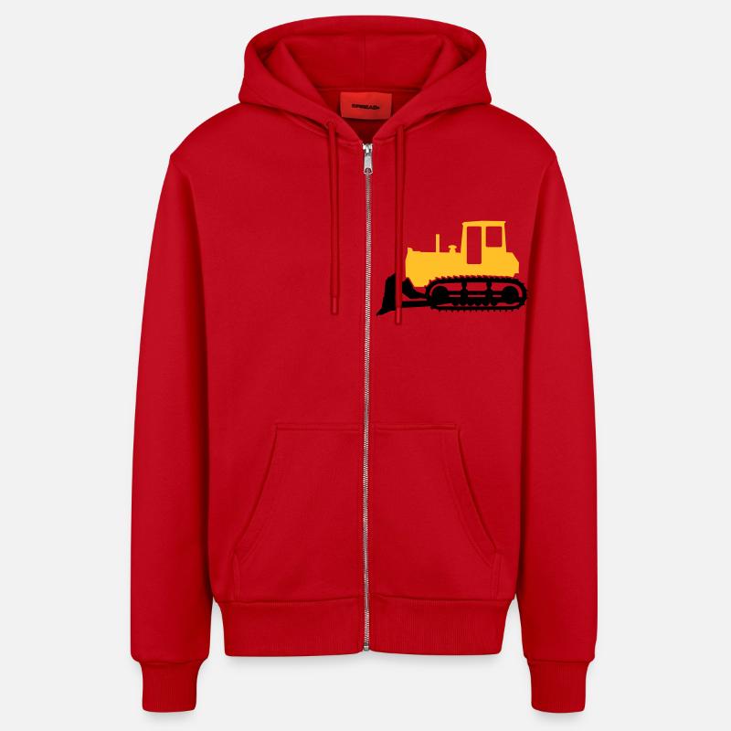 Bulldozer - Veste à capuche bio décontractée fabriquée en UE - rouge