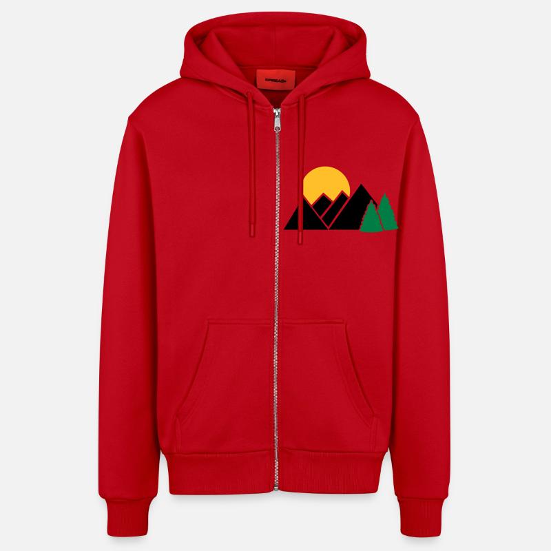 Mountains - Organic Relaxed Hooded Jacket Made in EU - red