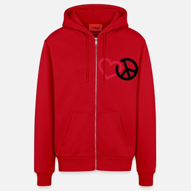 Peace - Veste à capuche bio décontractée fabriquée en UE - rouge