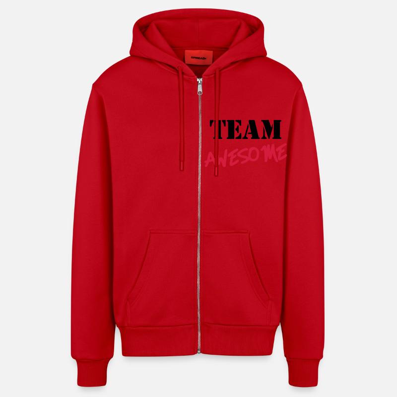 Team Awesome - Veste à capuche bio décontractée fabriquée en UE - rouge