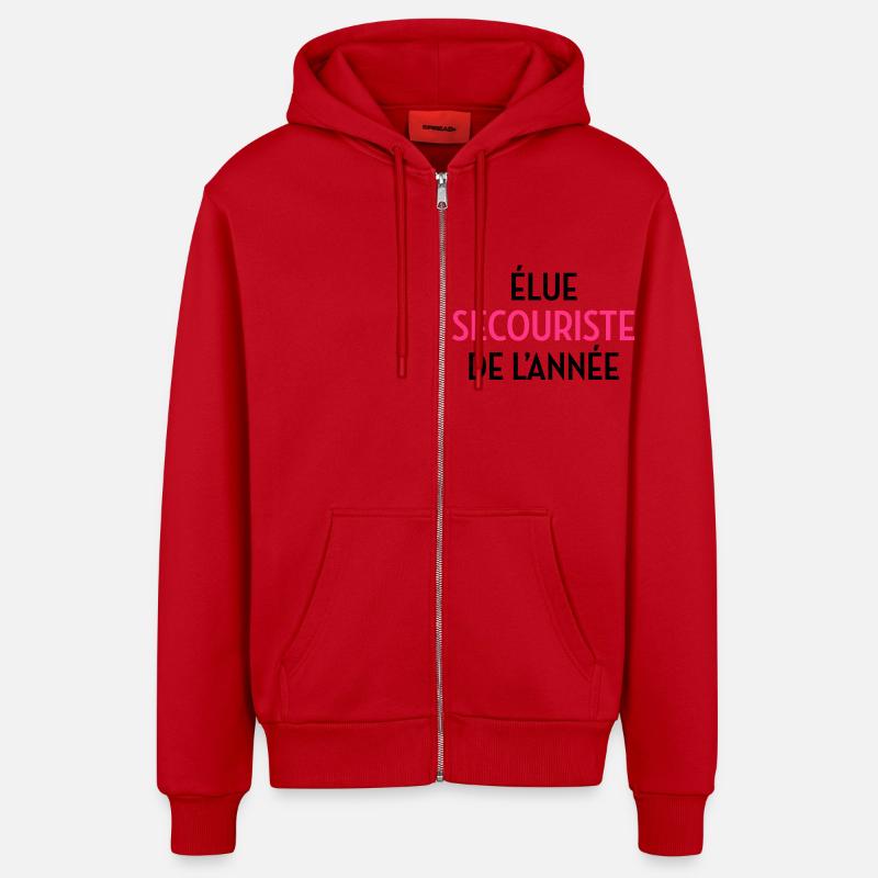 Secourisme / Secouriste / Secours / Secourir - Veste à capuche bio décontractée fabriquée en UE - rouge