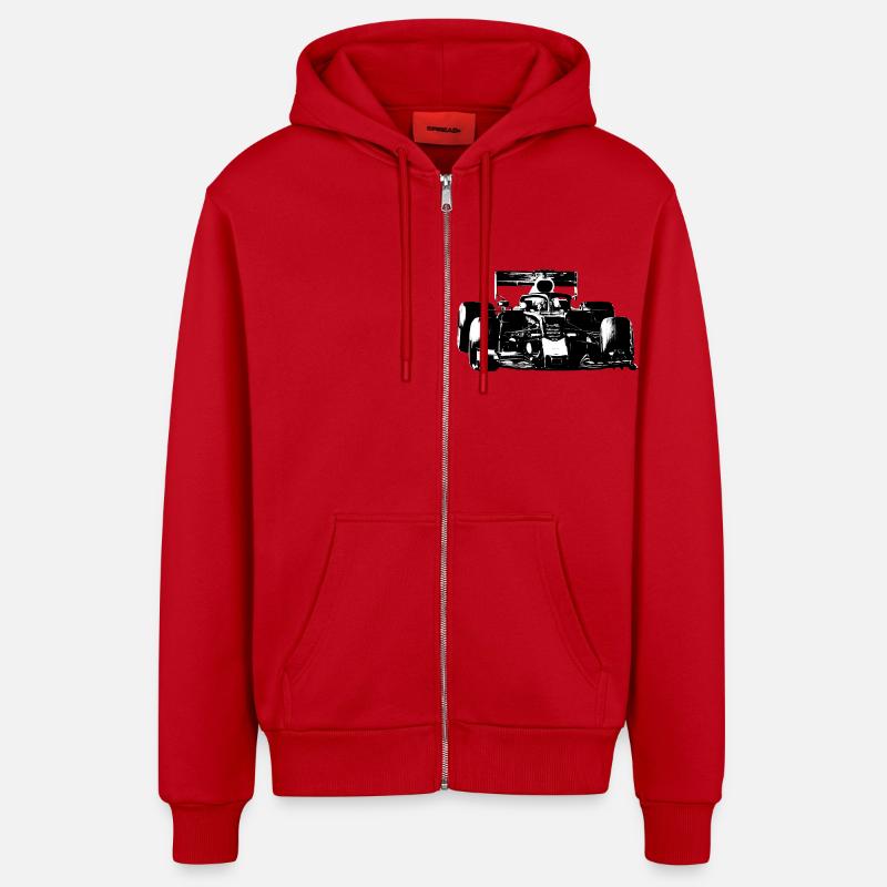 Voiture de course - Veste à capuche bio décontractée fabriquée en UE - rouge