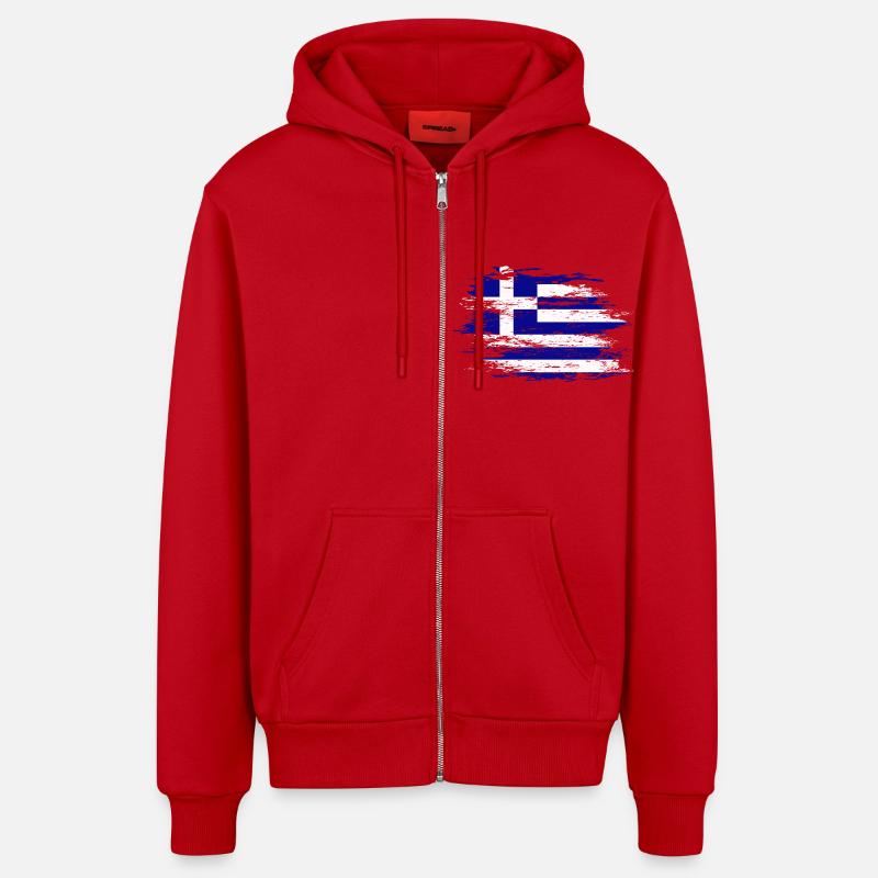 Drapeau de la Grèce utilisé - Veste à capuche bio décontractée fabriquée en UE - rouge
