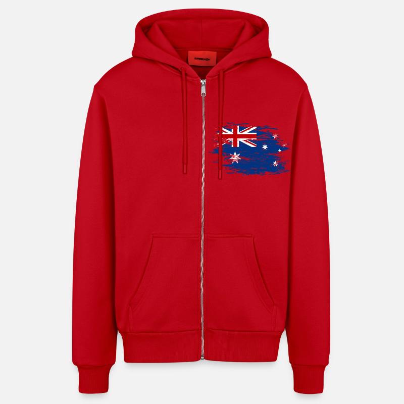 Drapeau de l’Australie utilisé - Veste à capuche bio décontractée fabriquée en UE - rouge