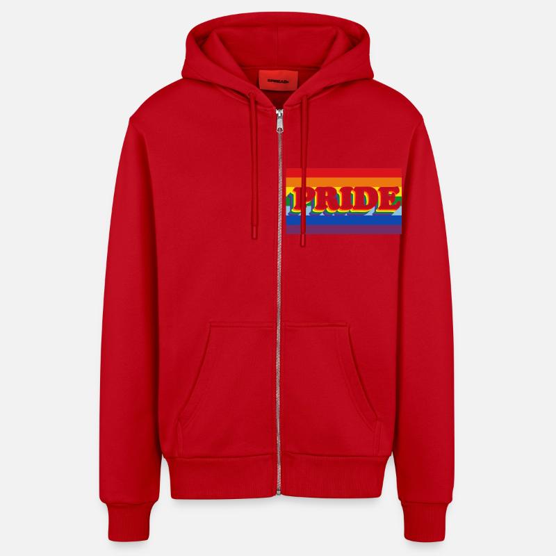 fierté de bannière arc-en-ciel - Veste à capuche bio décontractée fabriquée en UE - rouge