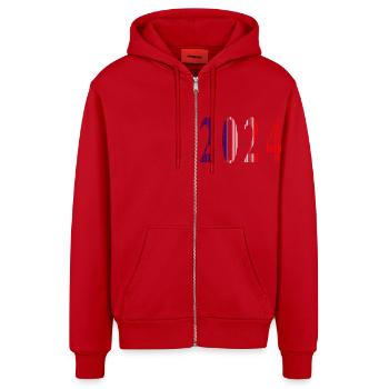 2024 Bleu Blanc Rouge - Veste à capuche bio décontractée fabriquée en UE - rouge - Devant