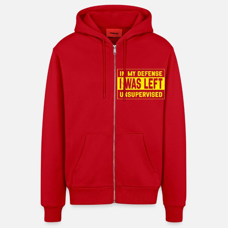 I was left unsupervised - Organic Relaxed Hooded Jacket Made in EU - red