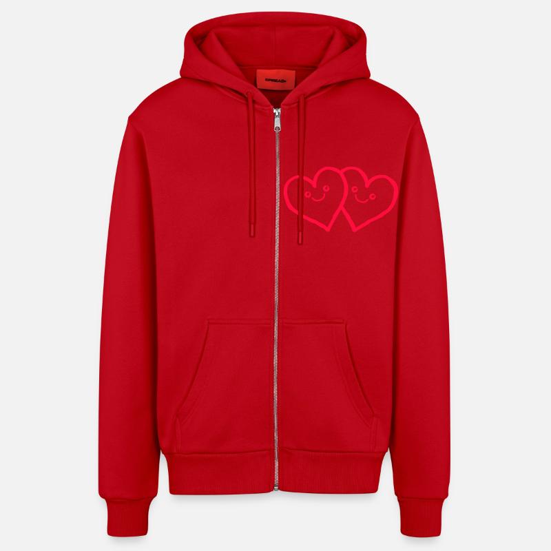 Coeurs Coeurs - Veste à capuche bio décontractée fabriquée en UE - rouge