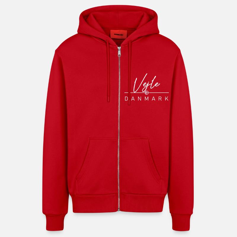 Dänemark - Vejle - Danemark - Danemark - Veste à capuche bio décontractée fabriquée en UE - rouge