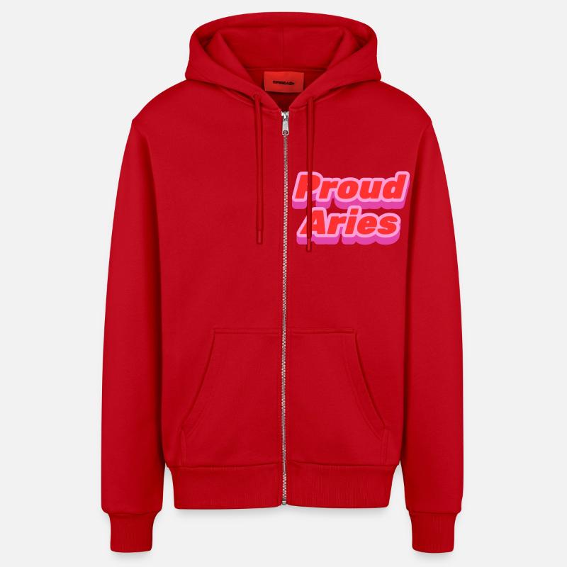 Proud Aries - stolzer Widder - Organic Relaxed Kapuzenjacke Made in EU - Rot
