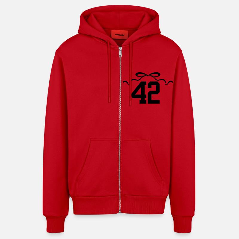 Numéro 42 noeud - 42e anniversaire - Veste à capuche bio décontractée fabriquée en UE - rouge