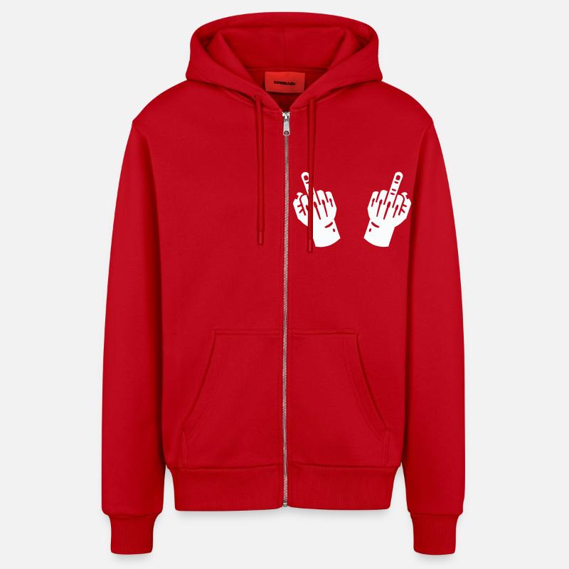Main du majeur 2 - Veste à capuche bio décontractée fabriquée en UE - rouge