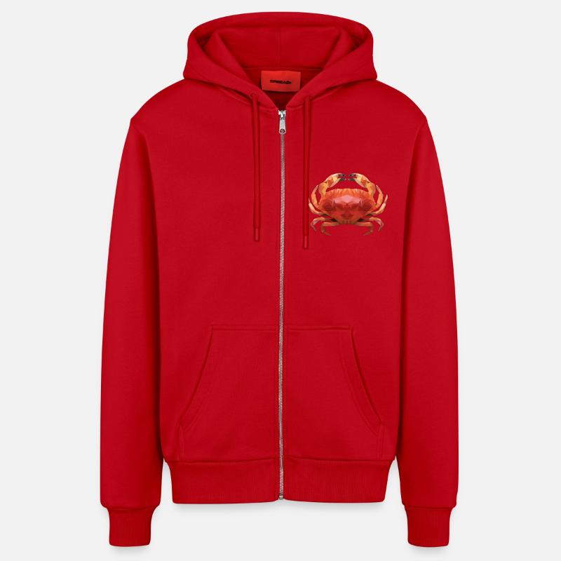 LowPoly "Crab" - Veste à capuche bio décontractée fabriquée en UE - rouge