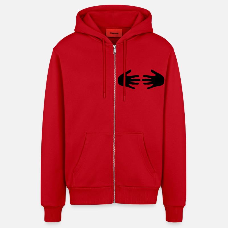 hands boobs - Organic Relaxed Kapuzenjacke Made in EU - Rot