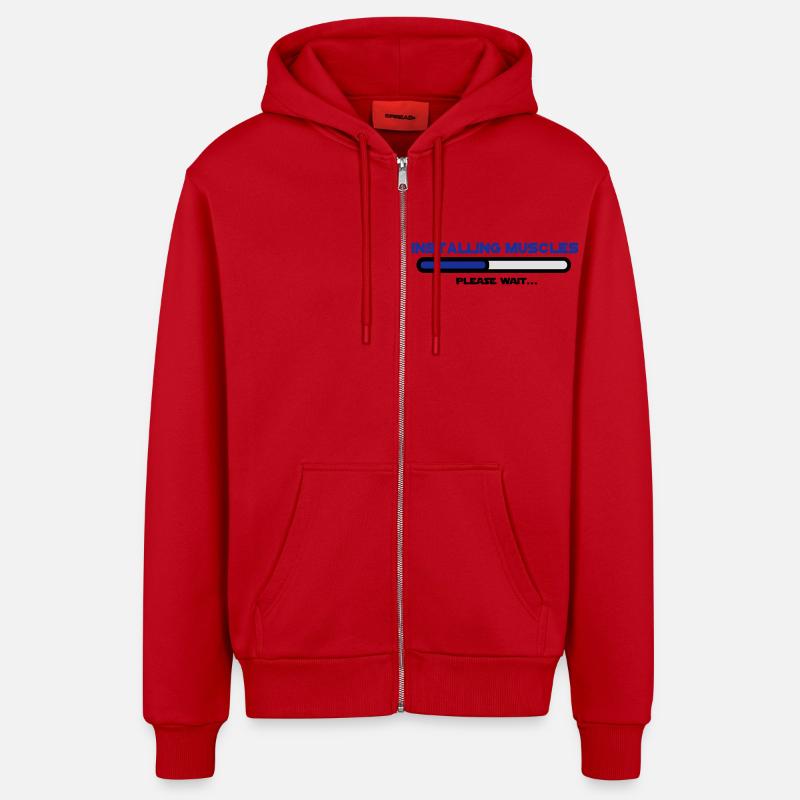 installing muscles 2 - Veste à capuche bio décontractée fabriquée en UE - rouge