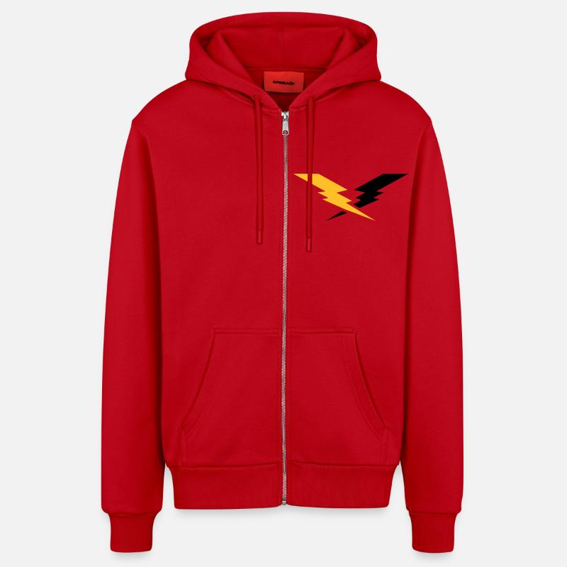 Lightning - Organic Relaxed Hooded Jacket Made in EU - red